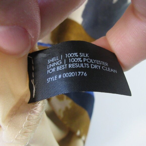 Club Monaco Silk Tunic Top Women S Brown Multi Short Cap Sleeve Boxy Casual 138 - Picture 4 of 10